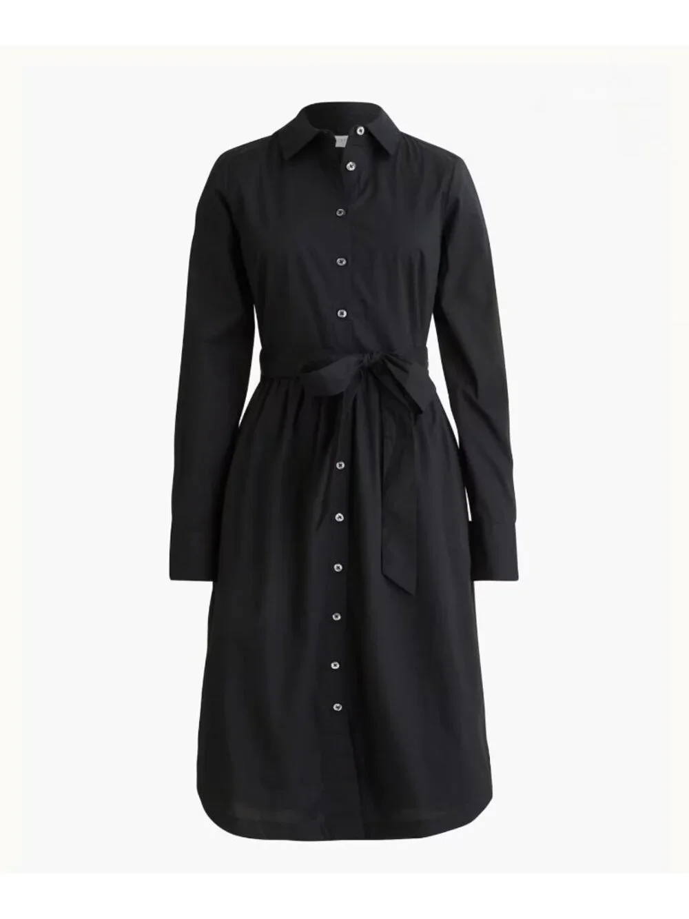 NWT J.Crew Black Long Sleeve Poplin Shirt Dress - Size: Petite 00